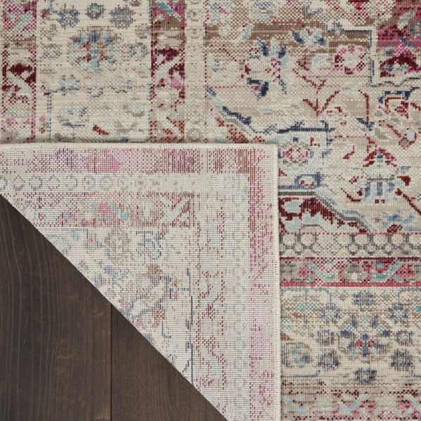 Homeroots 9' X 12' Ivory Red And Brown Floral Distressed Non-skid Area Rug - Durable, Stain-resistant Comfort!  Polypropylene 551491