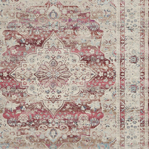 Homeroots 9' X 12' Ivory Red And Brown Floral Distressed Non-skid Area Rug - Durable, Stain-resistant Comfort!  Polypropylene 551491