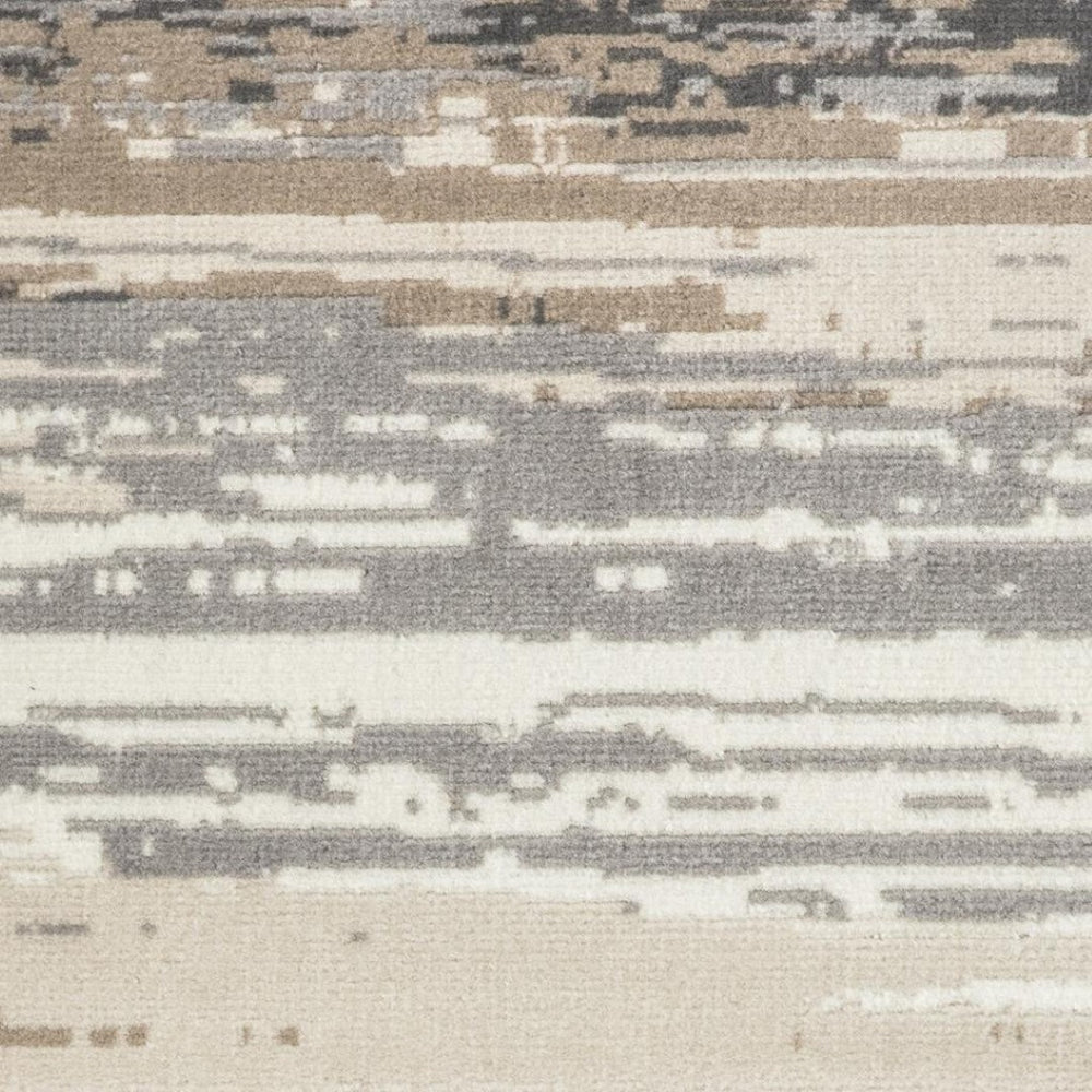 HomeRoots 5' Luxurious Ivory, Black, and Taupe Abstract Distressed Non-Skid Area Rug for Modern Homes 9' X 12' 551493