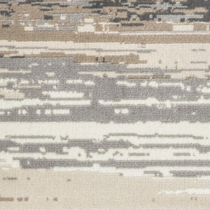 HomeRoots 5' Luxurious Ivory, Black, and Taupe Abstract Distressed Non-Skid Area Rug for Modern Homes 9' X 12' 551493