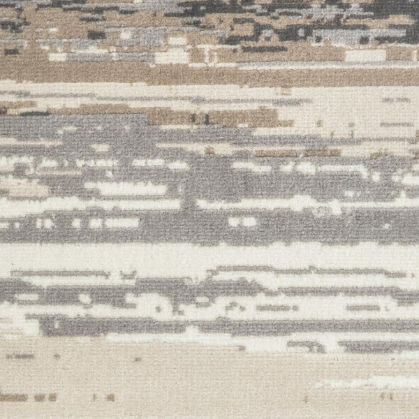 HomeRoots 5' Luxurious Ivory, Black, and Taupe Abstract Distressed Non-Skid Area Rug for Modern Homes 9' X 12' 551493