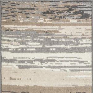 HomeRoots 5' Luxurious Ivory, Black, and Taupe Abstract Distressed Non-Skid Area Rug for Modern Homes 9' X 12' 551493