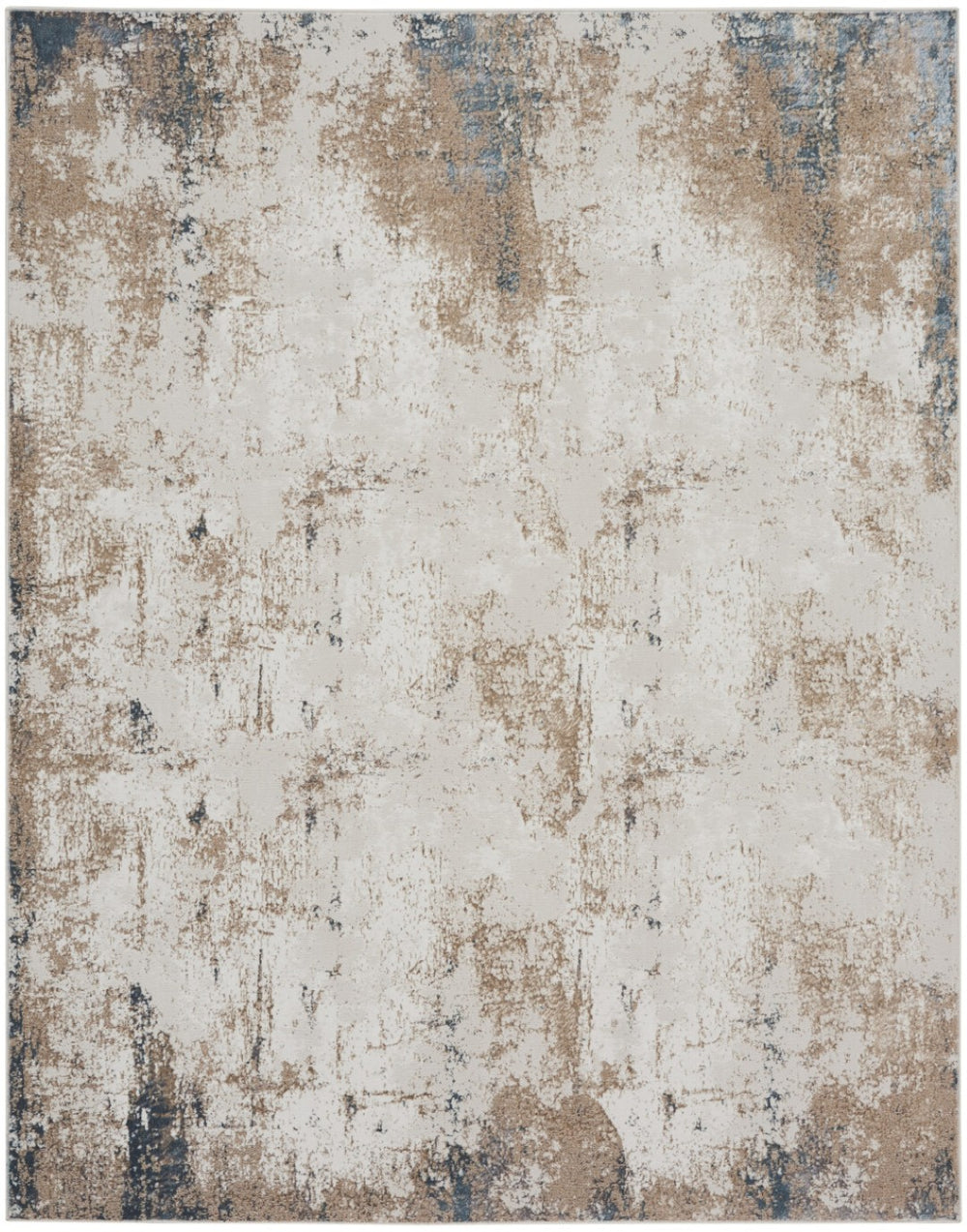 HomeRoots 5' Luxurious Ivory, Black, and Taupe Abstract Distressed Non-Skid Area Rug for Modern Homes 9' X 12' 551493