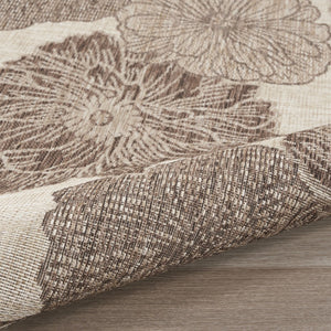 HomeRoots 9' X 12' Elegant Natural and Ivory Floral Indoor-Outdoor Area Rug for Timeless Home Style & Durability 551494