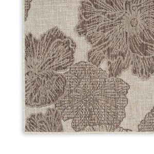 HomeRoots 9' X 12' Elegant Natural and Ivory Floral Indoor-Outdoor Area Rug for Timeless Home Style & Durability 551494
