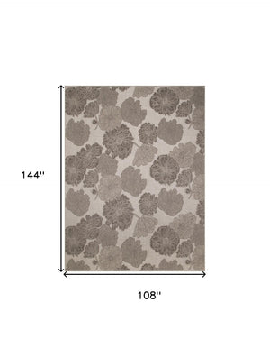 HomeRoots 9' X 12' Elegant Natural and Ivory Floral Indoor-Outdoor Area Rug for Timeless Home Style & Durability 551494