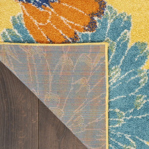 HomeRoots 9' Elegant Yellow Floral Power Loom Area Rug - Timeless Design for Living Rooms and Dining Areas 9' X 12' 551496