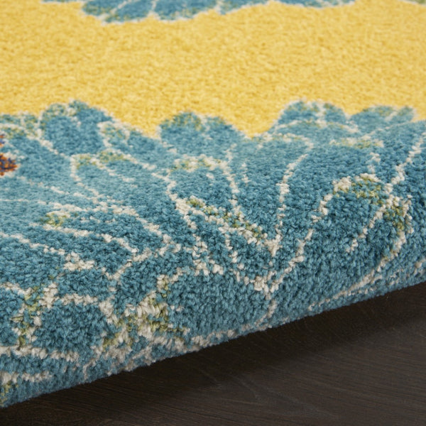 HomeRoots 9' Elegant Yellow Floral Power Loom Area Rug - Timeless Design for Living Rooms and Dining Areas 9' X 12' 551496