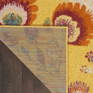 HomeRoots 9' Vibrant Yellow and Red Floral Power Loom Area Rug for Timeless Style and Warmth in Any Room 9' X 12' 551497