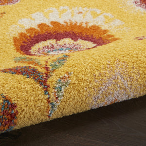 HomeRoots 9' Vibrant Yellow and Red Floral Power Loom Area Rug for Timeless Style and Warmth in Any Room 9' X 12' 551497