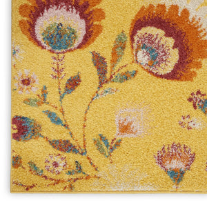 HomeRoots 9' Vibrant Yellow and Red Floral Power Loom Area Rug for Timeless Style and Warmth in Any Room 9' X 12' 551497
