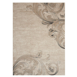 HomeRoots 5' Elegant Tan, Black & Ivory Damask Non-Skid Area Rug - Durable, Stylish, Ideal for Family Spaces 9' X 13' 551499