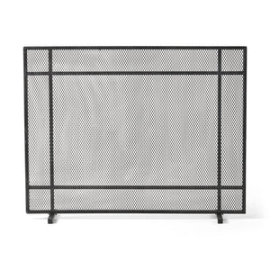 English Elm Christopher Knight Home® - FIRE Markus Modern Single Panel Iron Firescreen with Brushed Silver Finish, Minimalist Mesh Guard Black+Silver 65183.00BBSILV