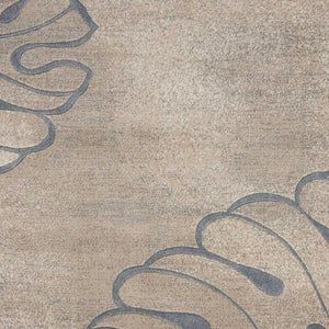 HomeRoots 5' Beige and Gray Botanical Leaves Area Rug - Stylish, Durable, Non-Skid Design for Any Room 9' X 13' 551500