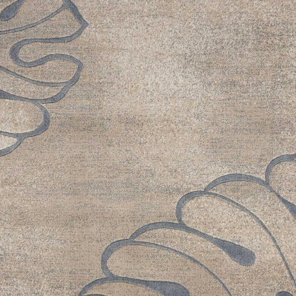 HomeRoots 5' Beige and Gray Botanical Leaves Area Rug - Stylish, Durable, Non-Skid Design for Any Room 9' X 13' 551500