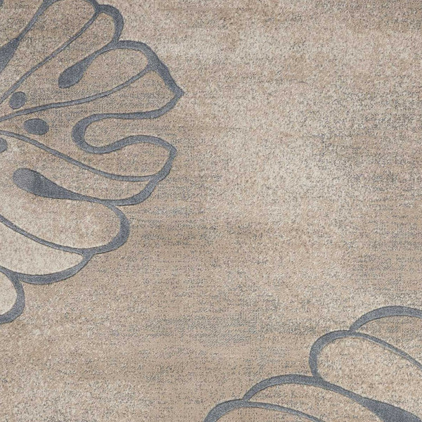 Homeroots 9' X 13' Beige And Gray Botanical Leaves Non Skid Area Rug  Polyester 551500