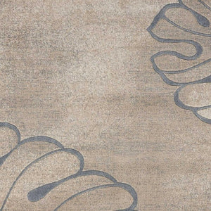 HomeRoots 5' Beige and Gray Botanical Leaves Area Rug - Stylish, Durable, Non-Skid Design for Any Room 9' X 13' 551500