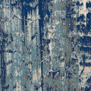 HomeRoots 5' Abstract Area Rug in Ivory, Blue & Slate Gray – Modern, Non-Skid, Stain-Resistant Design for Home 9' X 13' 551501