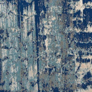 HomeRoots 5' Abstract Area Rug in Ivory, Blue & Slate Gray – Modern, Non-Skid, Stain-Resistant Design for Home 9' X 13' 551501