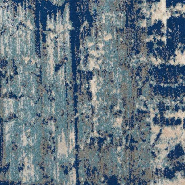 HomeRoots 5' Abstract Area Rug in Ivory, Blue & Slate Gray – Modern, Non-Skid, Stain-Resistant Design for Home 9' X 13' 551501