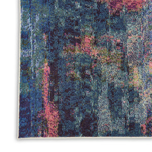 HomeRoots 10' Blue and Yellow Abstract Power Loom Area Rug - Durable, Stylish, Perfect for High-Traffic Spaces! 551503