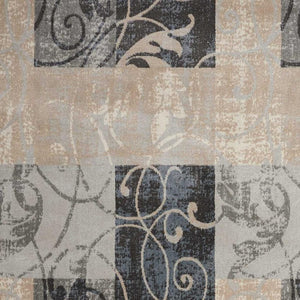 HomeRoots 9' Elegant Beige and Charcoal Floral Area Rug - Durable, Non-Skid, Stain Resistant for High-Traffic Spaces 9' X 13' 551504