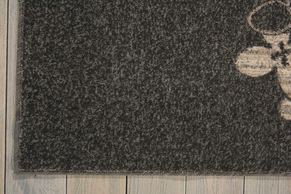 HomeRoots 9' Elegant Beige and Charcoal Floral Area Rug - Durable, Non-Skid, Stain Resistant for High-Traffic Spaces 9' X 13' 551504