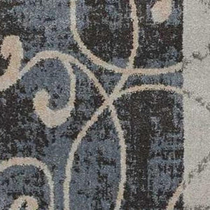 HomeRoots 5' Elegant Tan, Black, and Ivory Floral Vines Non-Skid Area Rug for Stylish Home Décor and Comfort 9' X 13' 551506