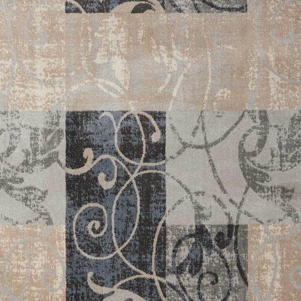 HomeRoots 5' Elegant Tan, Black, and Ivory Floral Vines Non-Skid Area Rug for Stylish Home Décor and Comfort 9' X 13' 551506