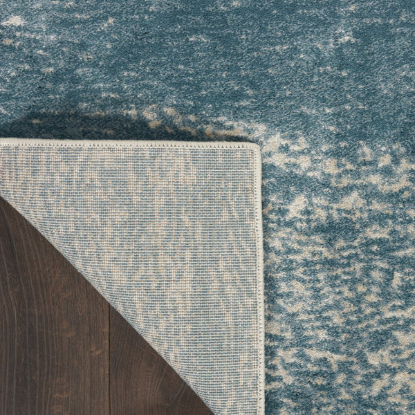 HomeRoots 5' Teal and Ivory Abstract Area Rug – Stain-Resistant, Non-Skid, Durable Design for Modern Spaces 9' X 13' 551509