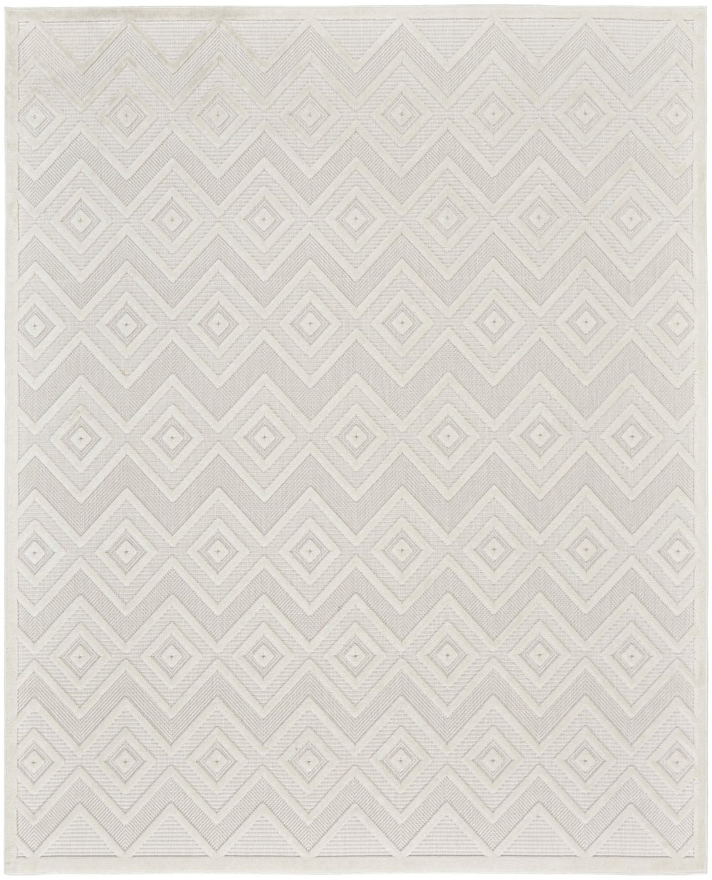 HomeRoots 10' X 14' Ivory Geometric Area Rug – Indoor/Outdoor Stylish Comfort for Modern Living Spaces 551513