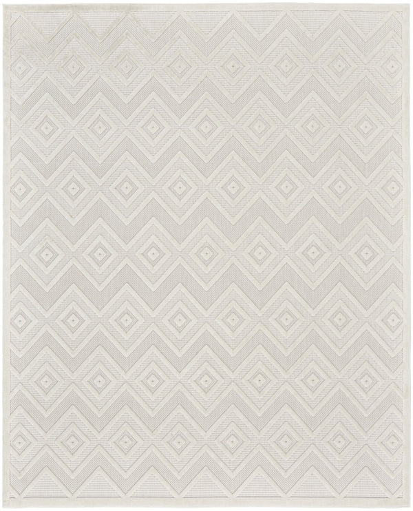 HomeRoots 10' X 14' Ivory Geometric Area Rug – Indoor/Outdoor Stylish Comfort for Modern Living Spaces 551513