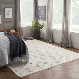 HomeRoots 10' X 14' Ivory Geometric Area Rug – Indoor/Outdoor Stylish Comfort for Modern Living Spaces 551513