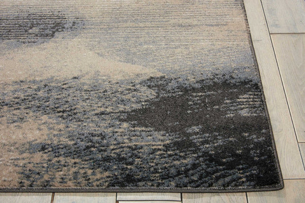 HomeRoots 5' Contemporary Gray, Black & Beige Non-Skid Area Rug – Durable, Stylish, & Easy to Clean for Homes 9' X 13' 551516