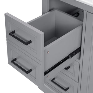 English Elm 36" Modern Bathroom Vanity with Ceramic Sink, Soft-Close Doors, 3 Drawers & Ample Storage for Small Baths Gray N729P280194E