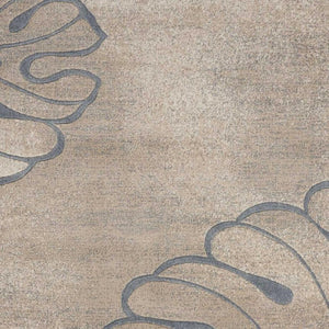 HomeRoots 5' Elegant Ivory and Gray Botanical Leaves Area Rug – Durable, Non-Skid, Stain-Resistant Design 9' X 13' 551522