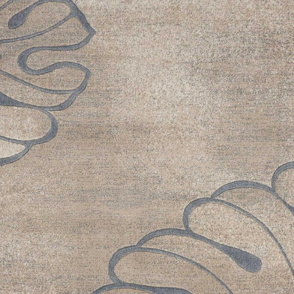 HomeRoots 5' Elegant Ivory and Gray Botanical Leaves Area Rug – Durable, Non-Skid, Stain-Resistant Design 9' X 13' 551522