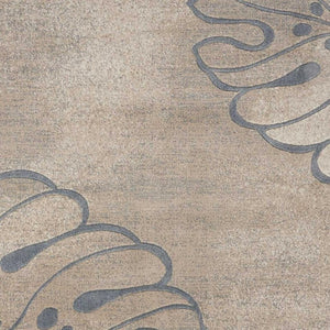 HomeRoots 5' Elegant Ivory and Gray Botanical Leaves Area Rug – Durable, Non-Skid, Stain-Resistant Design 9' X 13' 551522