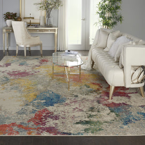 HomeRoots 10' Ivory Abstract Power Loom Area Rug - Contemporary Style for Large Spaces, Easy Care & Durable Comfort 10' X 14' 551524