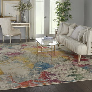 HomeRoots 10' Ivory Abstract Power Loom Area Rug - Contemporary Style for Large Spaces, Easy Care & Durable Comfort 10' X 14' 551524