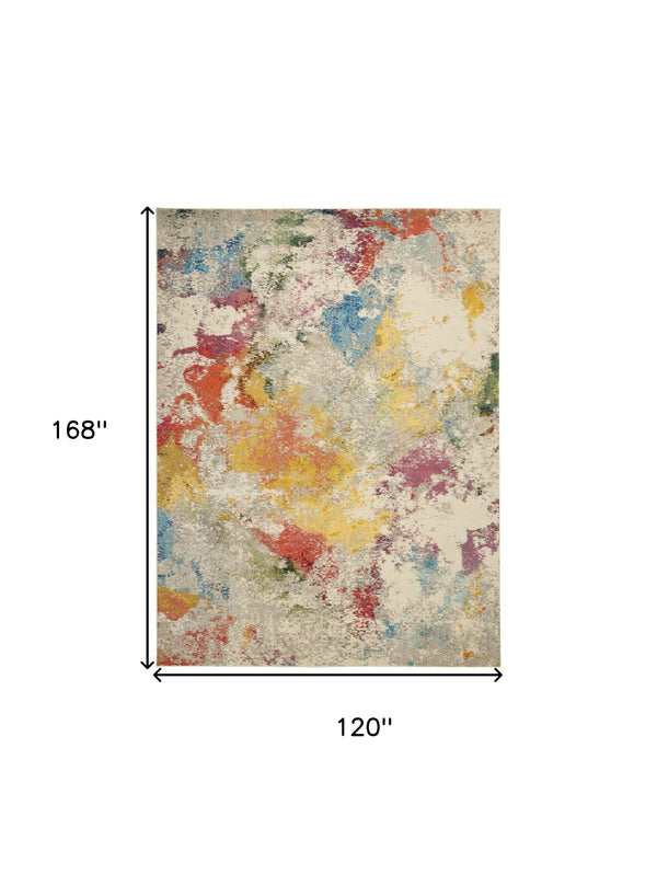 Homeroots 10' X 14' Ivory Abstract Power Loom Area Rug  Polypropylene 551524