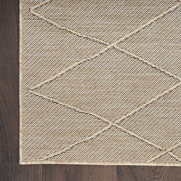 HomeRoots 8' X 10' Geometric Indoor Outdoor Area Rug - Modern Natural Light Brown, Durable & Low-Maintenance Design 551533