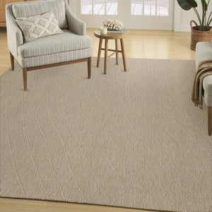 HomeRoots 8' X 10' Geometric Indoor Outdoor Area Rug - Modern Natural Light Brown, Durable & Low-Maintenance Design 551533