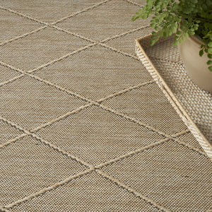 HomeRoots 8' X 10' Geometric Indoor Outdoor Area Rug - Modern Natural Light Brown, Durable & Low-Maintenance Design 551533