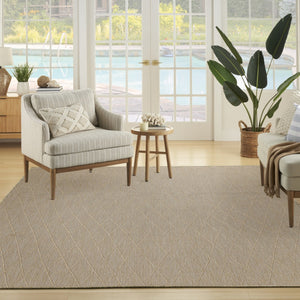 HomeRoots 8' X 10' Geometric Indoor Outdoor Area Rug - Modern Natural Light Brown, Durable & Low-Maintenance Design 551533