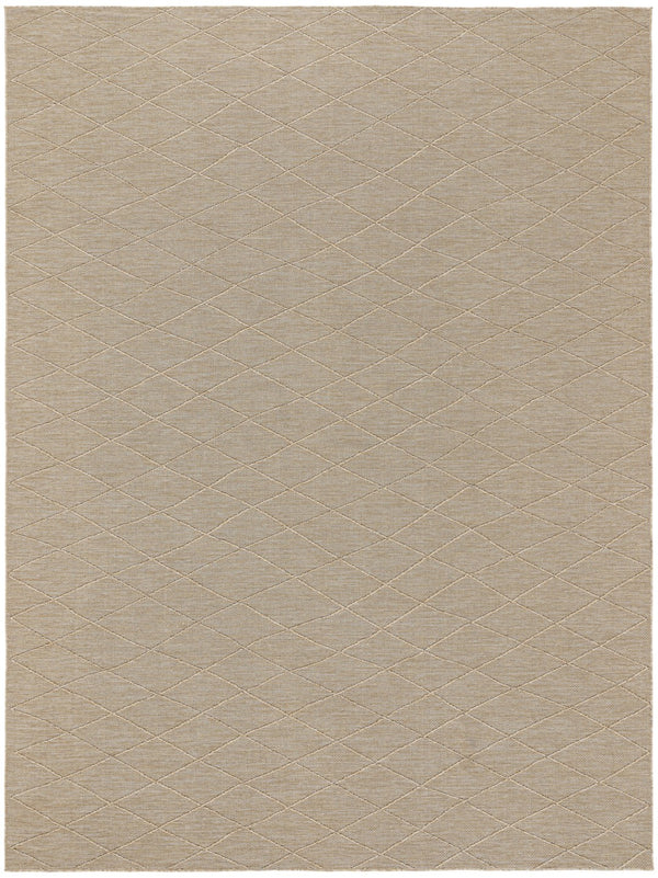 HomeRoots 8' X 10' Geometric Indoor Outdoor Area Rug - Modern Natural Light Brown, Durable & Low-Maintenance Design 551533