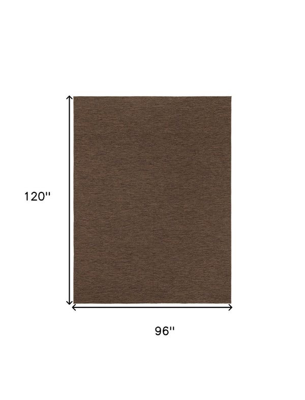 HomeRoots 8' Geometric Dark Brown Area Rug - Stylish, Durable & Weather-Resistant for Indoor/Outdoor Use! 551535