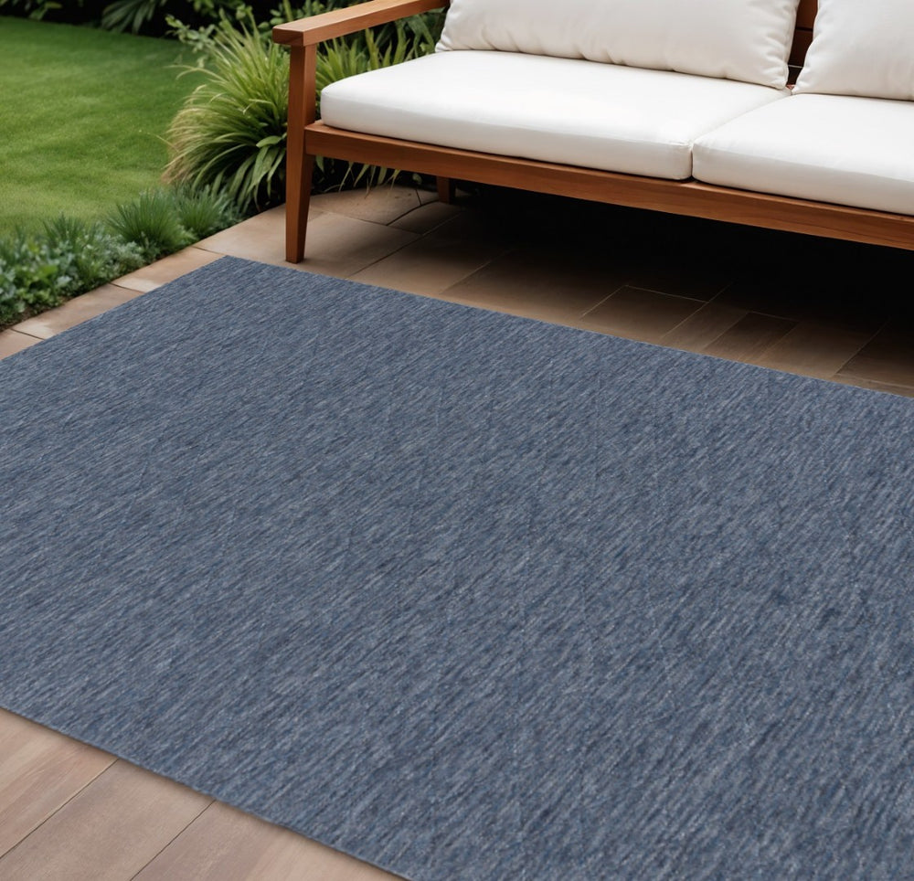 HomeRoots 8' X 10' Navy Blue & Ivory Geometric Rug - Stylish, Durable & Versatile for Indoor/Outdoor Spaces! 551537