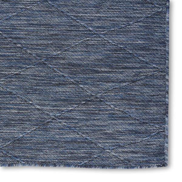 HomeRoots 8' X 10' Navy Blue & Ivory Geometric Rug - Stylish, Durable & Versatile for Indoor/Outdoor Spaces! 551537