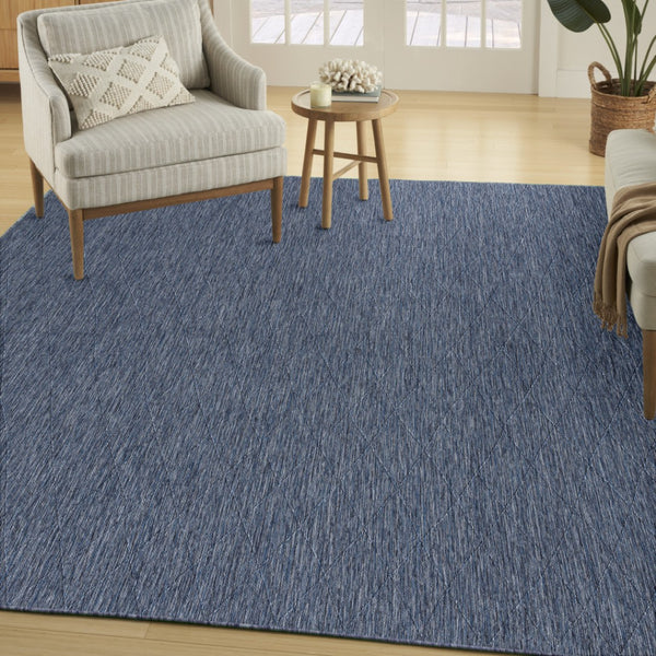 HomeRoots 8' X 10' Navy Blue & Ivory Geometric Rug - Stylish, Durable & Versatile for Indoor/Outdoor Spaces! 551537
